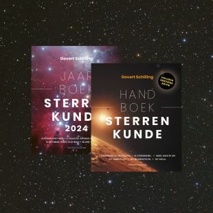 Boekomslagen 'Handboek sterrenkunde' en 'Jaarboek sterrenkunde'